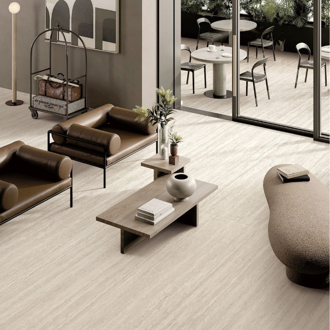 керамогранит для улицы Travertino beige structure